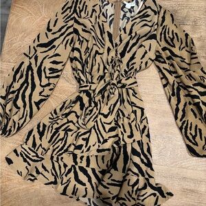 LoveRiche Animal Print Ruffled Mini Dress